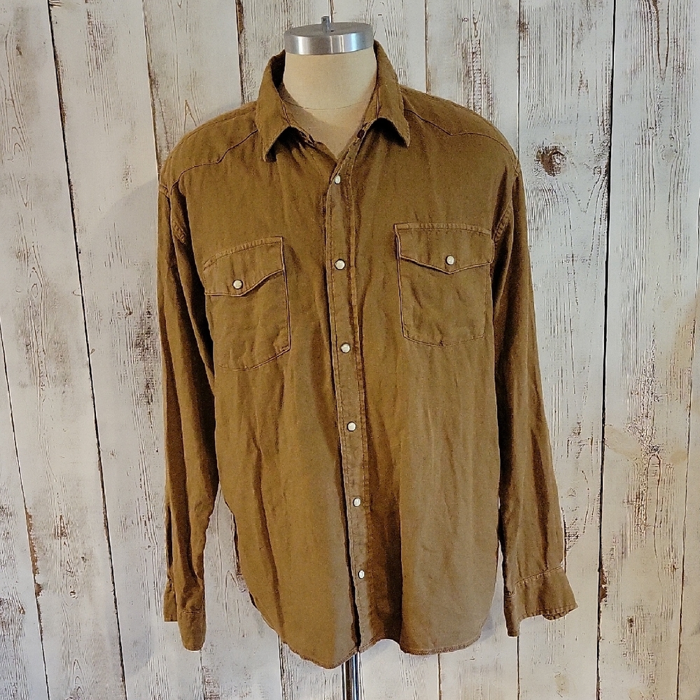 Orvis Brown Casual Button Down Vintage Western Shirt